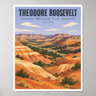 Title Vintage Theodore Roosevelt National Park Poster