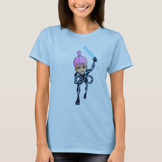 Title:  Virtual reality girl warrior t-shirt/ hood T-Shirt (Front)