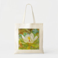 Title Watercolor Magnolia Bloom Tote Bag