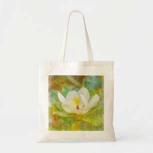 Title Watercolor Magnolia Bloom Tote Bag