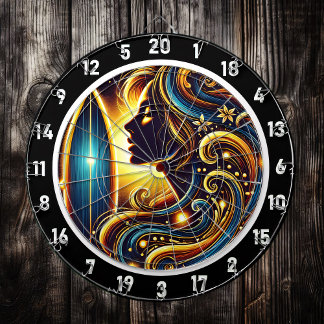 Title: Wave Rider's Golden Escape Dartboard