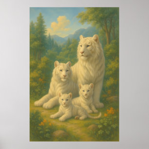 Title: White Tiger Dawn Ancestral Family Poster   
