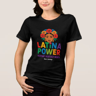 Title: Women Latina Power Flowers Hispanic Month Tri-Blend Shirt