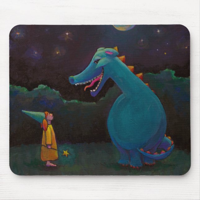Titled:  Alice - Dragon and little girl magician Mouse Pad (Front)