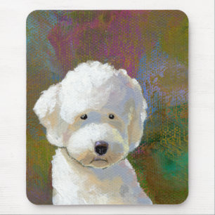 Titled: I'm Thinking About It - adorable white dog Mouse Pad