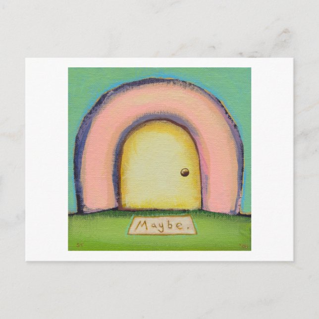 Titled: Noncommittal - maybe welcome mat fun art Postcard (Front)