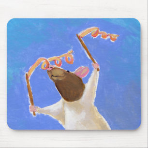 Titled: Rhythmic Gymnastics - fun happy rat art Mouse Pad