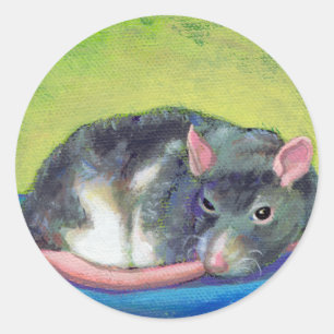 Titled: The Guardian - Beautiful smart pet rat Classic Round Sticker