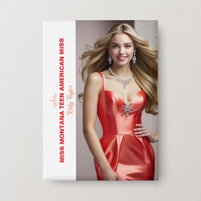 Titleholder Photo Button for Pageants - Rectangle (Front)