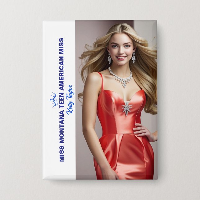 Titleholder Photo Button for Pageants - Rectangle (Front)