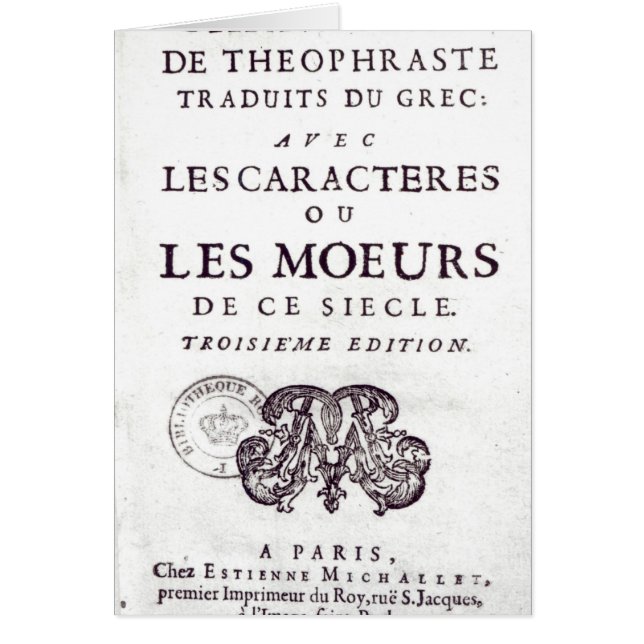 Titlepage 'Les Caracteres de Theophraste (Front)