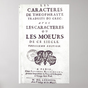 Titlepage 'Les Caracteres de Theophraste Poster