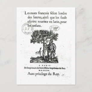 Titlepage of the first French-Latin dictionary Postcard