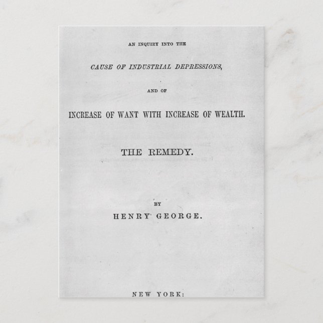 Titlepage to 'Progress and Poverty' Postcard (Front)