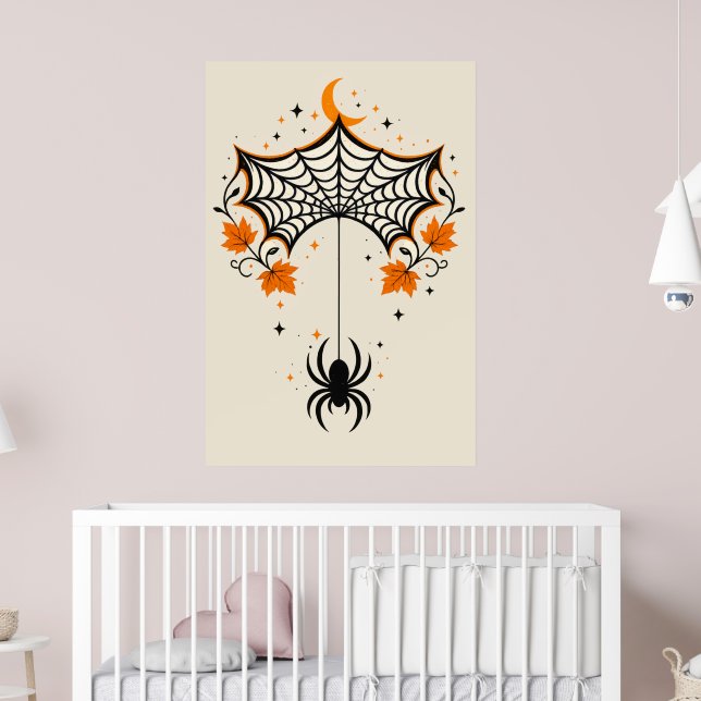 TitleVintage Spider Web & Crescent Moon | Retro Ha Poster (Nursery 2)