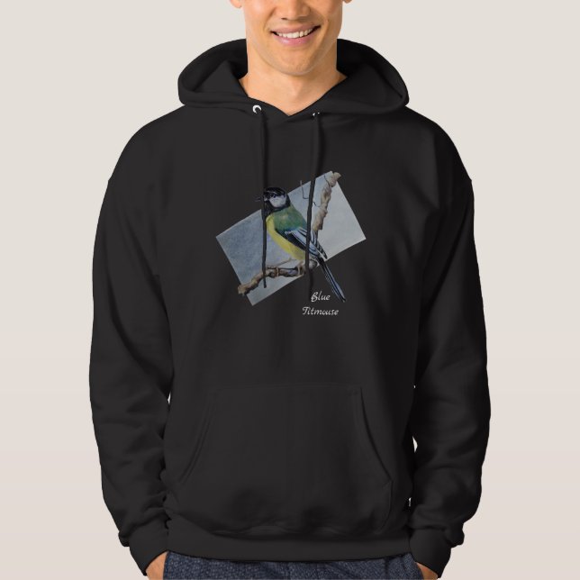 Titmouse on Blue Hoodie (Front)