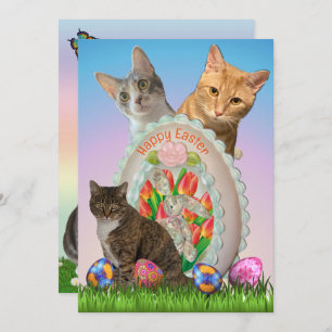 Tito, Taz, Annie Cat Easter Greetings Flat Card