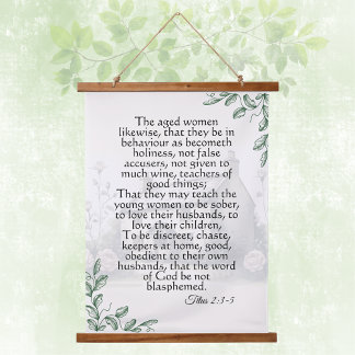 Titus 2 Woman Scripture Vintage Cottagecore  Hanging Tapestry