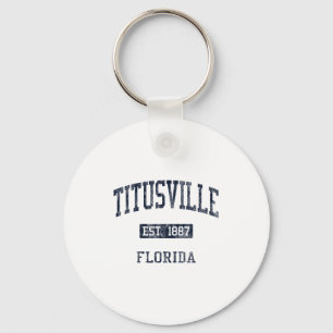 Titusville Fl Jn4 Vintage Athletic Blue Design  Key Ring