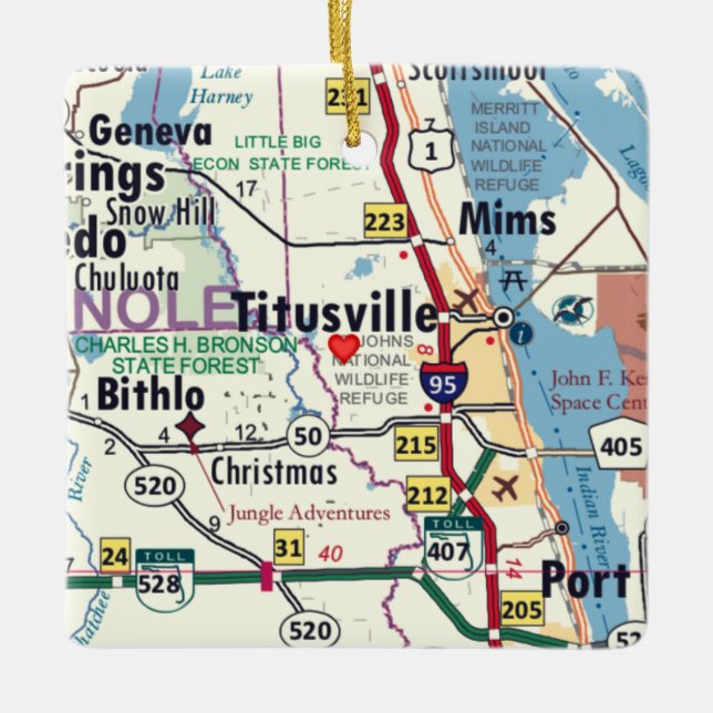 Titusville Florida Map Ceramic Ornament (Front)