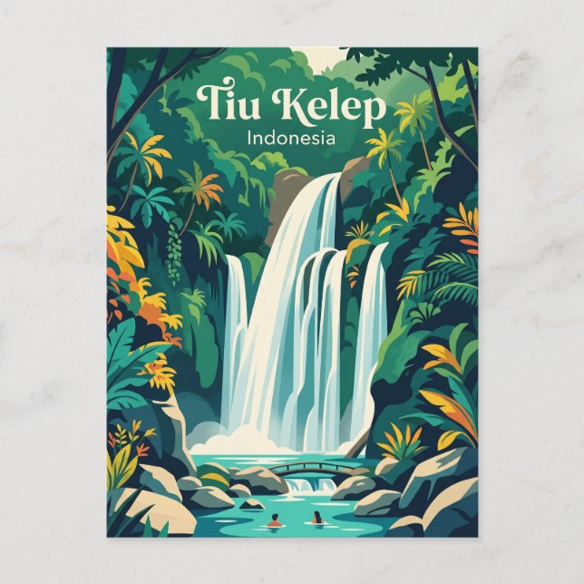 Tiu Kelep Waterfall Indonesia Postcard (Front)