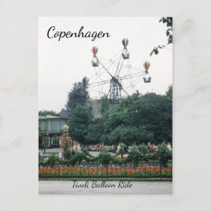 Tivoli Park Copenhagen Vintage Balloon Ride 1940's Postcard