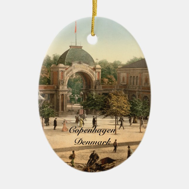 Tivoli Park Entrance Copenhagen Ceramic Tree Decoration (Front)