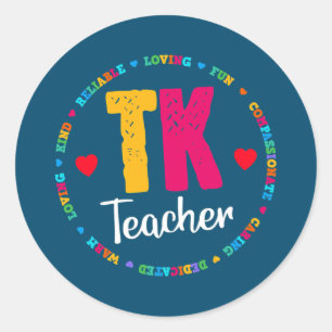 TK All Day Transitional Kindergarten Back To Classic Round Sticker