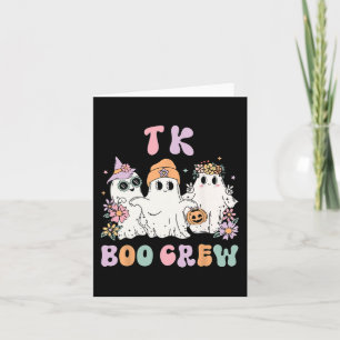 TK Boo Crew Retro Groovy Halloween Floral Ghost TK Card