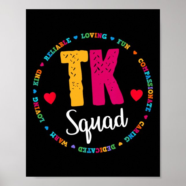 Tk Squad Tee - Transitional Kindergarten Teacher T Poster (Front)