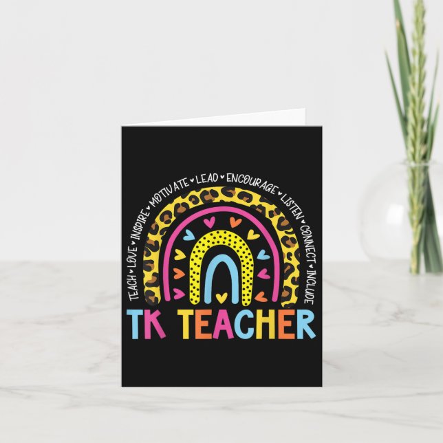 Tk Teacher Back To School Teacher Kid  Card (Front)