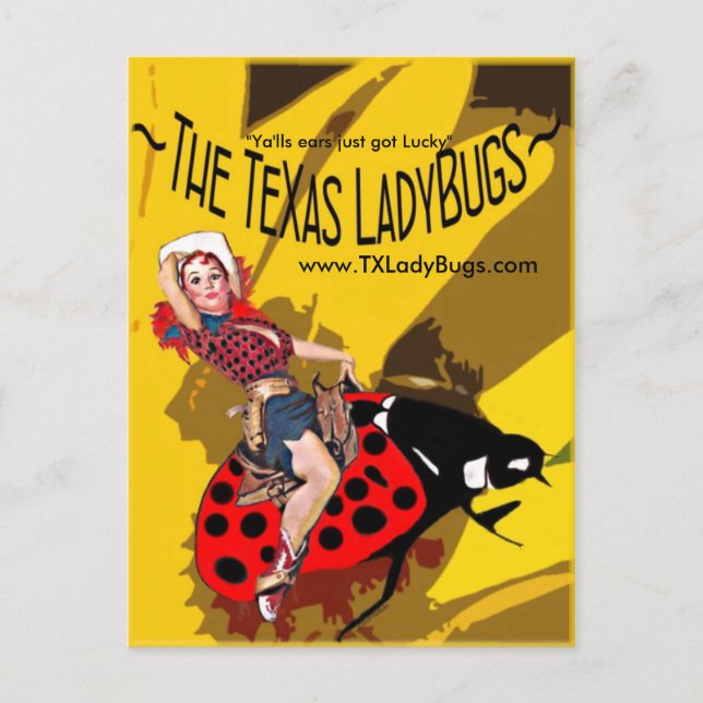 TLB Postcards w/Cowgirl on Bucking Bug (Front)