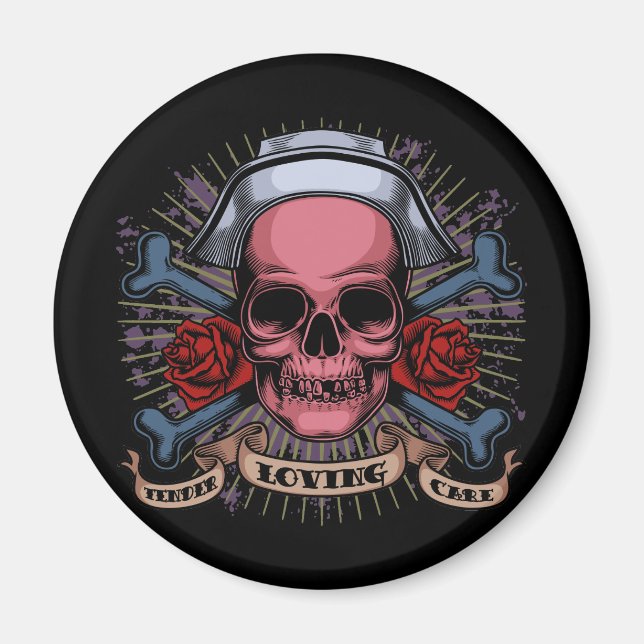 TLC Nurse Skull Magnet (Front)