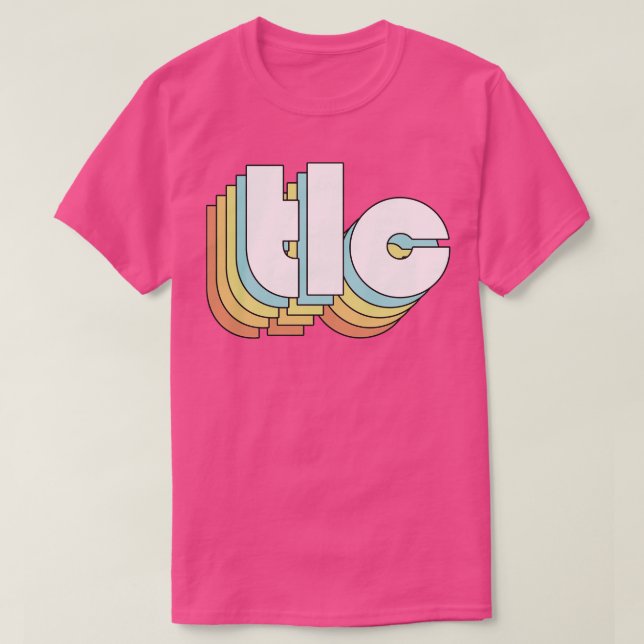 TLC Retro Rainbow Typography Faded Style T-Shirt (Design Front)
