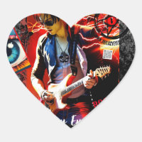 TLES Rocker Design Heart Shaped Sticker