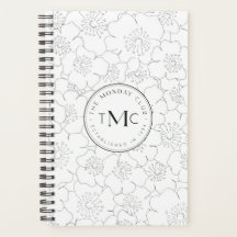 TMC White Floral Logo Planner