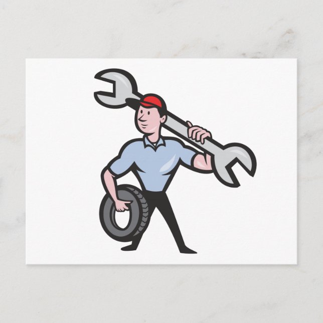 TMDTW TOUGH MECHANIC MAN WRENCH TIRE REPAIRS BUSIN POSTCARD (Front)