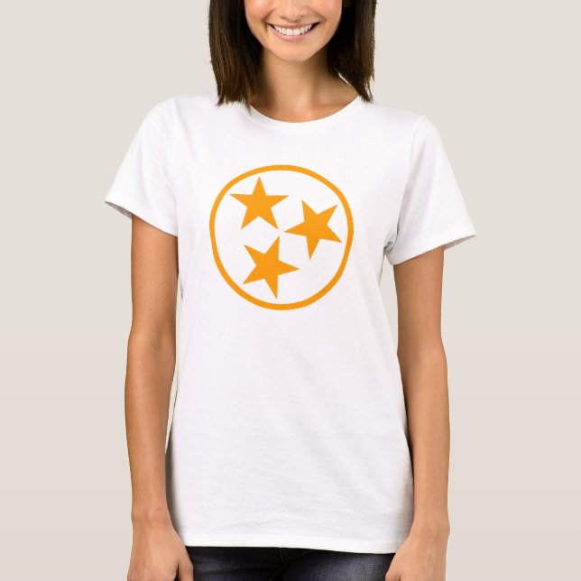 TN Stars Orange on White T-Shirt (Front)