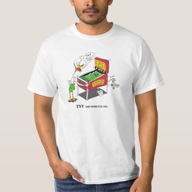 TNT Amusements Rules Pinball Duck T-shirt (Front)