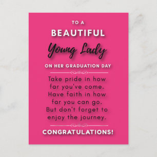 To A Beautiful Young Lady On Her Graduation Day 2 Postcard
