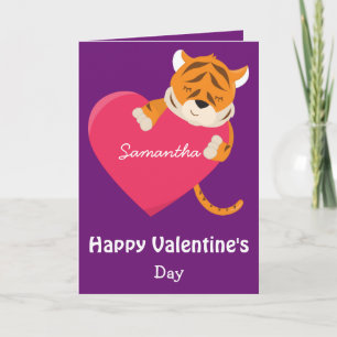 To a daughter on Valentine's Day Tiger Card