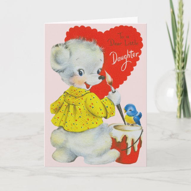 To A Dear Little Daughter Custom Retro Valentine Holiday Card (Front)
