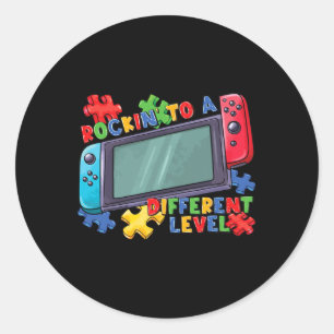 To A Different Level Gamer 2024 Video Game Autism Classic Round Sticker