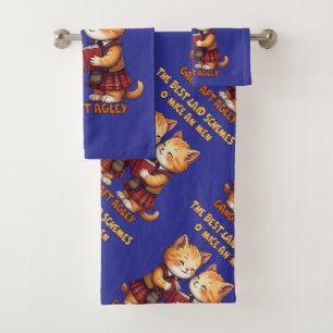 To A Mouse Orange Cats Reciting Burns Bath Towel Set