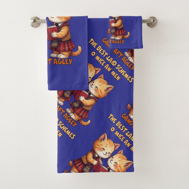 To A Mouse Orange Cats Reciting Burns Bath Towel Set (Insitu)