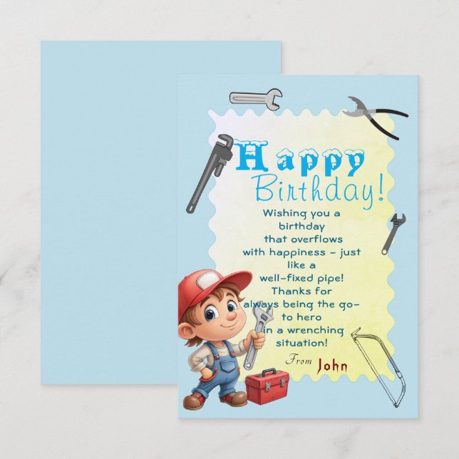 To a Plumber  Card (Front/Back)