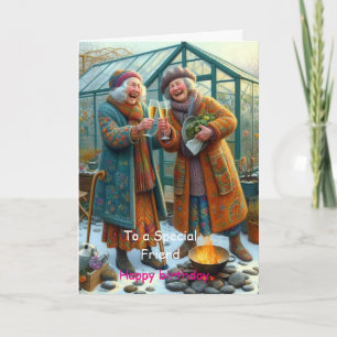 to a Special Friend Card – Cosy Winter Garden 