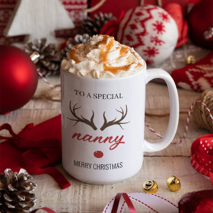 To A Special Nanny Merry Christmas Deer Horn Coffee Mug
