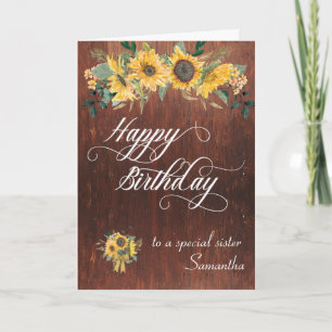 To a Special Sister Happy Birthday Wood Sunflower Card