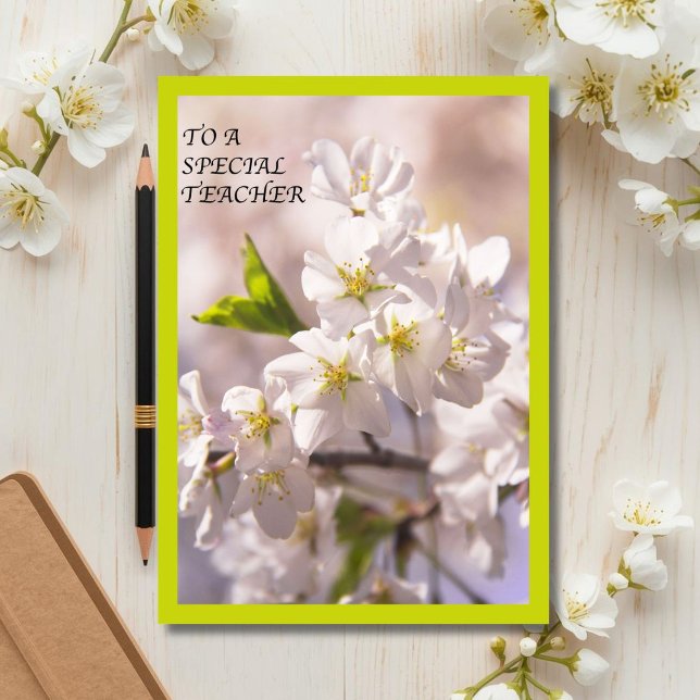 To A Special Teacher Japanese Cherry Blossom Thank You Card (Creator Uploaded)
